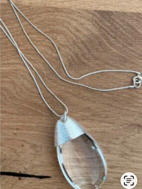Silver Teardrop Pendant Necklace - Women Jewelry L 34”